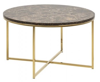 Okrągły stolik kawowy glamour Alisma L Marble brązowy/złoty