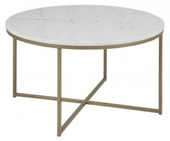 Okrągły stolik glamour z marmurowym blatem Alisma 80