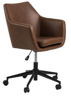 Krzesło biurowe z brązowej ekoskóry Nora PU Vintage Brandy