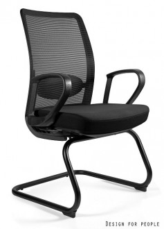 Krzesło biurowe z podłokietnikami na płozach Anggun Skid BL418 Black