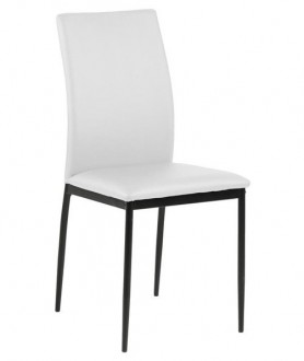 Klasyczne krzesło do jadalni z ekoskóry Demina PU Actona biały