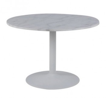 Biały stół na jednej nodze z marmurowym blatem Moore