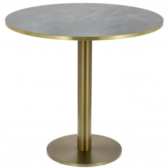 Okrągły stół glamour Corby II 80 HPL ciemny marmur/złoty brzeg