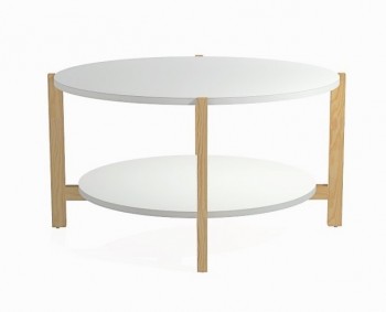 Okrągły stolik kawowy z półką w stylu skandynawskim NLEVEL2