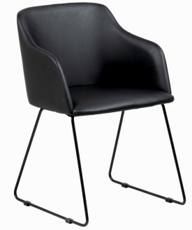 Designerskie krzesło na płozach z czarnej ekoskóry Casablanca