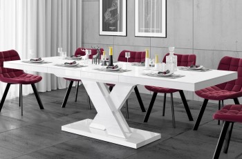 Nowoczesny stół z białym blatem na białej nodze Xenon Lux