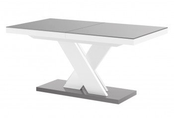 Nowoczesny stół z rozkładanym blatem z szarym blatem na białej nodze Xenon Lux
