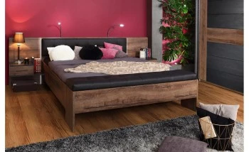 Łóżko sypialniane z tapicerowanym wezgłowiem i szafkami nocnymi Bellevue 161