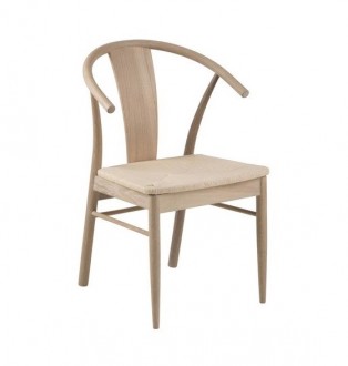 Drewniane krzesło do jadalni z siedziskiem z plecionki Rogers