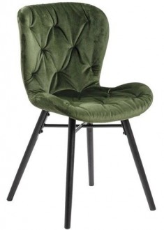 Pikowane krzesło z weluru na czarnych nogach Batilda Vic forest green
