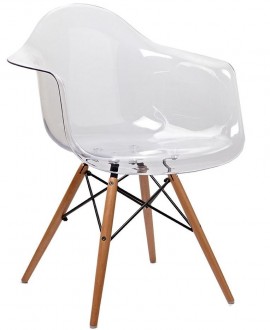 Transparentne krzesło z podłokietnikami Ice Wood