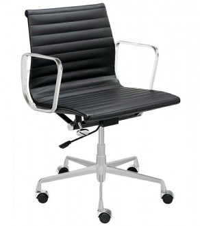 Skórzane krzesło biurowe z niskim oparciem Body Prestige Plus chrom