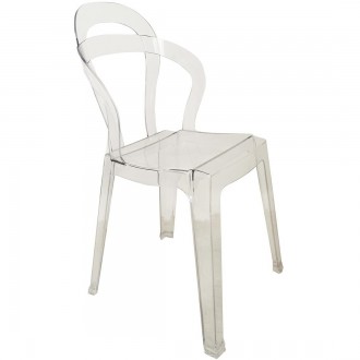Transparentne krzesło z designerskim oparciem Merci