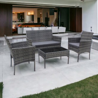 Zestaw mebli ogrodowych - sofa fotele i stolik Natal 010 szary