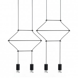Geometryczna lampa wisząca z metalu i szkła Flusso Line 4