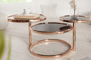 Rozkładany stolik w stylu glamour Art Deco 3 miedziany
