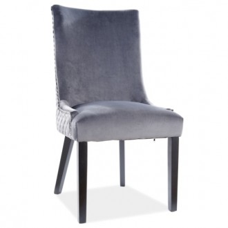 Stylizowane krzesło z pikowanym oparciem i pinezkami Leon Velvet