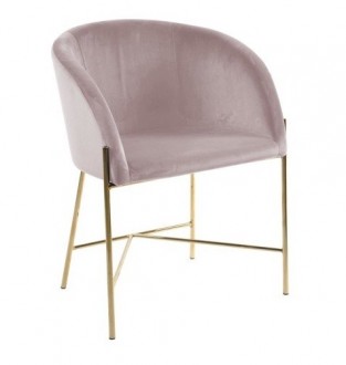Welurowe krzesło glamour ze złotymi nogami Nelson różowy