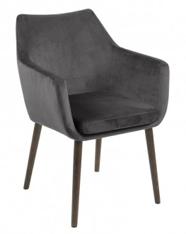 Krzesło do jadalni z tkaniny welurowej Nora Vic dark grey