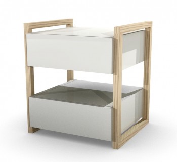 Stolik nocny z szufladami w stylu skandynawskim Minides5 SIMPLE
