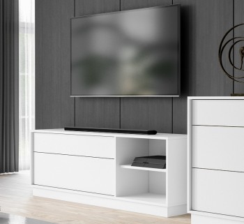 Wysoka szafka pod telewizor w kolorze białym Frame