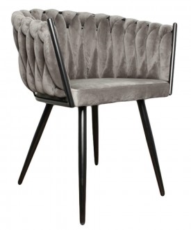 Velvetowe krzesło z plecionym siedziskiem Tresse