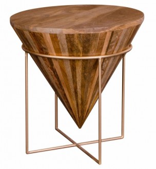 Designerski stolik pomocniczy z drewna mango Hapur