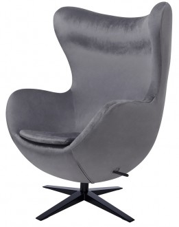 Designerski fotel obrotowy i bujany z weluru Egg szeroki Velvet Black
