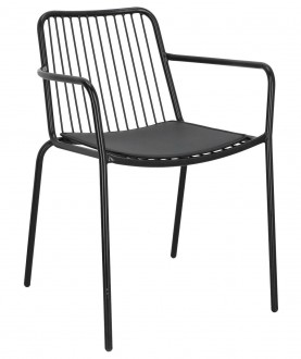 Czarne krzesło metalowe z podłokietnikami i poduszką Bill Arm