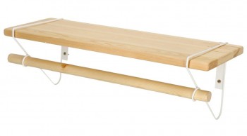 Drewniana półka wisząca z drążkiem na wieszaki z ubraniami Bish