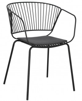 Czarne krzesło metalowe z poduszką na siedzisku Golig