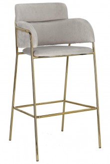 Welwetowe krzesło barowe na złotych nogach Harmony