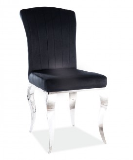 Czarne krzesło do jadalni na srebrnych nogach Prince Velvet