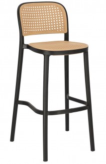 Wysokie krzesło barowe z imitacją plecionki wiedeńskiej Antonio