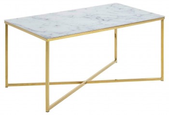 Prostokątny stolik kawowy glamour Alisma 90x50 marmur/złoty