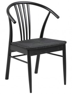 Designerskie krzesło drewniane z plecionym siedziskiem York czarne