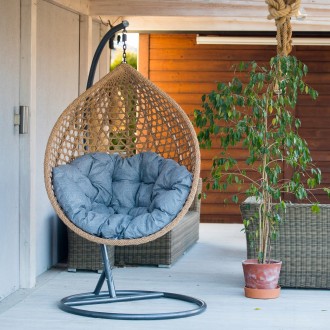 Ogrodowy fotel wiszący kokon XL Premium jasny brąz