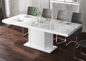 Rozkładany stół z marmurowym blatem Amigo marmur/biały