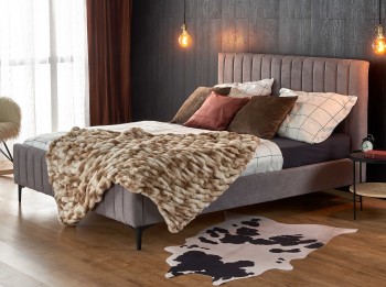 Szare łóżko z tapicerowanym zagłówkiem Francesca 160
