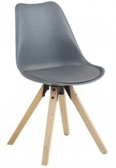 Skandynawskie krzesło z plastikowym siedziskiem i poduszką Dima grey