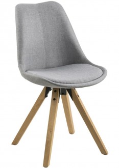 Tapicerowane krzesło do jadalni na drewnianych nogach Dima light grey