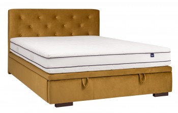 Dwuosobowe łóżko z pojemnikiem na pościel i wezgłowiem Milos Slim
