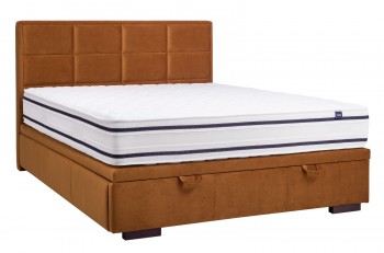 Łóżko 2-osobowe z pojemnikiem i pikowanym zagłówkiem Choco Slim