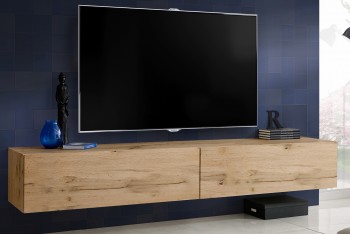 Wisząca szafka pod telewizor T34-200 z frontami w dekorze drewnianym