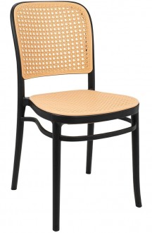 Plastikowe krzesło do jadalni z imitacją plecionki wiedeńskiej Wicky