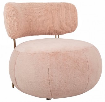 Designerski fotel wypoczynkowy z pluszu Teddy Low różowy