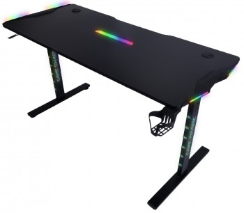 Czarne biurko gamingowe z oświetleniem Triumph