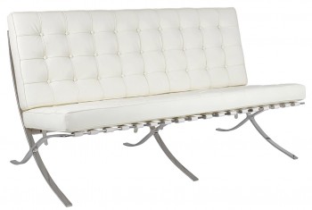 Skórzana sofa dwuosobowa Barcelon Prestige Plus biała