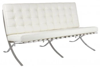 Skórzana sofa dwuosobowa Barcelon Prestige Plus biała