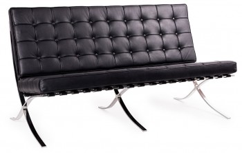 Skórzana sofa dwuosobowa Barcelon Prestige Plus czarna